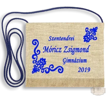 Vászon festett Ballagási tarisznya - Egyedi felirattal - Móricz Zsigmond Gimnázium - Szentendre