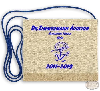 Vászon festett Ballagási tarisznya - Egyedi felirattal - Dr. Zimmermann Ágoston Ált. Isk. - Mór