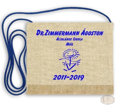 Vászon festett Ballagási tarisznya - Egyedi felirattal - Dr. Zimmermann Ágoston Ált. Isk. - Mór