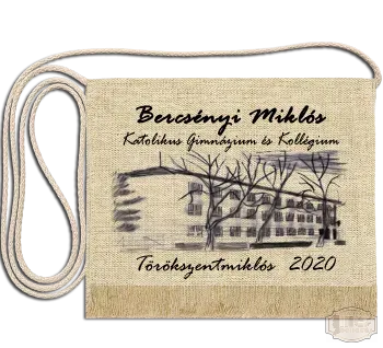 Vászon festett Ballagási tarisznya - Egyedi felirattal - Bercsényi Miklós Katolikus Gimnázium - Törökszentmiklós