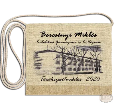 Vászon festett Ballagási tarisznya - Egyedi felirattal - Bercsényi Miklós Katolikus Gimnázium - Törökszentmiklós