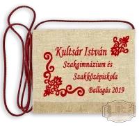 Vászon festett Ballagási tarisznya - Egyedi felirattal - Kultsár István Szakgimnázium - Komárom