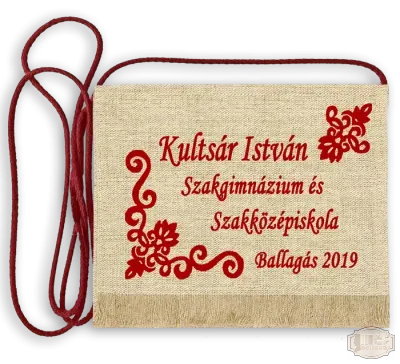 Vászon festett Ballagási tarisznya - Egyedi felirattal - Kultsár István Szakgimnázium - Komárom