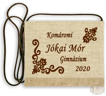 Vászon festett Ballagási tarisznya - Egyedi felirattal - Jókai Mór Gimnázium - Komárom