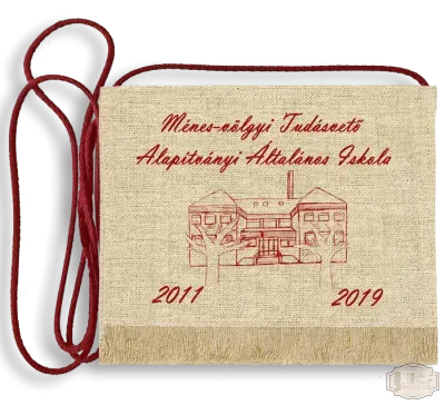 Vászon festett Ballagási tarisznya - Egyedi felirattal, stilizált képpel - Ménes-völgyi Tudásvető Alapítványi Általános Iskola