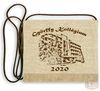 Vászon festett Ballagási tarisznya - Egyedi felirattal, stilizált képpel - Györffy Kollégium - Debrecen