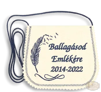 Polifilc alapon egyszerű hímzett ballagási tarisznya, egyedi felirattal, évszámmal - pamut zsinórral