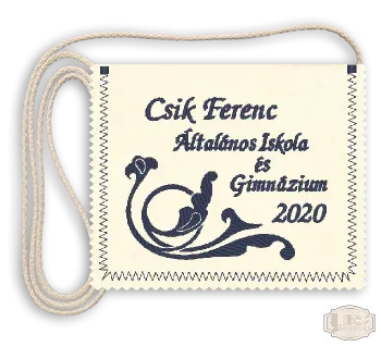 Polifilc alapon Iskola neves ballagási tarisznya, évszámmal - pamut zsinórral