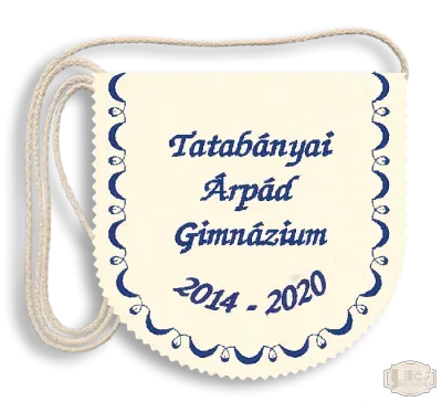 Ballagási tarisznya, filc alapon Iskolanévvel hímezve, évszámpárral - pamut zsinórral