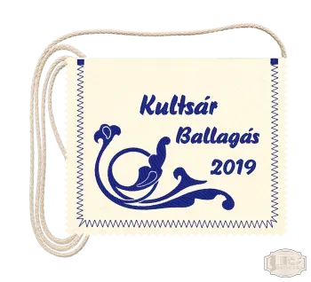 Polifilc alapon Iskola neves ballagási tarisznya, évszámmal, stilizált mintával - pamut zsinórral