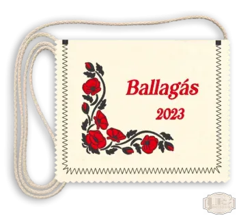 Virágmintás ballagási tarisznya - piros virággal, ballagás felirattal, évszámmal