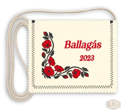 Virágmintás ballagási tarisznya - piros virággal, ballagás felirattal, évszámmal
