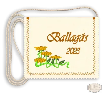 Virágmintás ballagási tarisznya - sárga virággal, ballagás felirattal, évszámmal