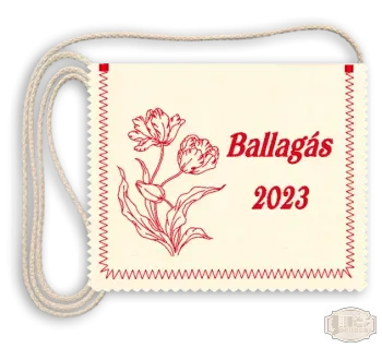 Virágmintás ballagási tarisznya - piros mintával, ballagás felirattal, évszámmal