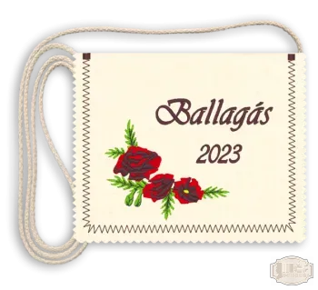 Virágmintás ballagási tarisznya - piros-zöld mintával, ballagás felirattal, évszámmal