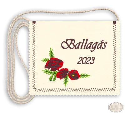 Virágmintás ballagási tarisznya - piros-zöld mintával, ballagás felirattal, évszámmal