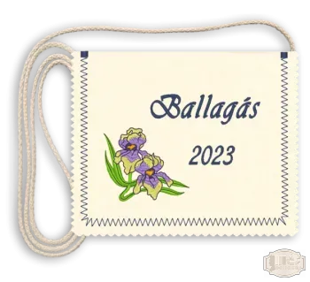 Virágmintás ballagási tarisznya - lila-zöld mintával, ballagás felirattal, évszámmal