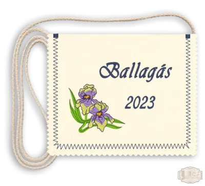 Virágmintás ballagási tarisznya - lila-zöld mintával, ballagás felirattal, évszámmal