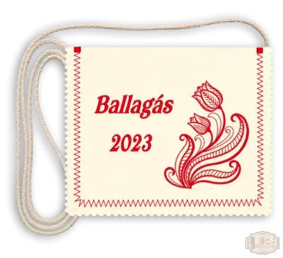 Virágmintás ballagási tarisznya - stilizált tulipánnal, ballagás felirattal, évszámmal