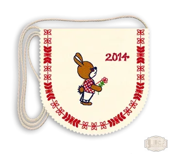 Óvodás hímzett ballagási tarisznya, pamut zsinórral, nyuszi mintával OV-5 - 25