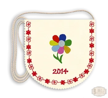 Óvodás hímzett ballagási tarisznya, pamut zsinórral, hétszínvirág mintával OV-6-7