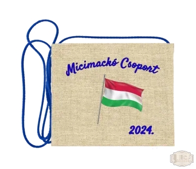 Vászon alapon festett óvodás Ballagási tarisznya, pamut zsinórral, Micimackó csoport OVF-0024