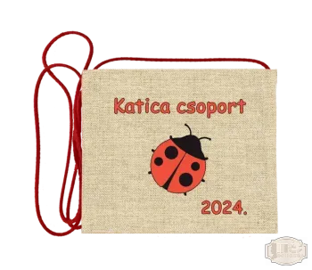 Vászon alapon festett óvodás Ballagási tarisznya, pamut zsinórral, katica minta OVF -0019