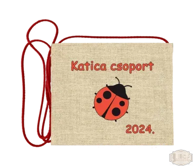 Vászon alapon festett óvodás Ballagási tarisznya, pamut zsinórral, katica minta OVF -0019