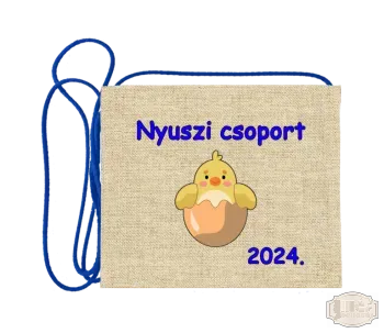 Vászon alapon festett óvodás Ballagási tarisznya, pamut zsinórral, csibe minta OVF - 09