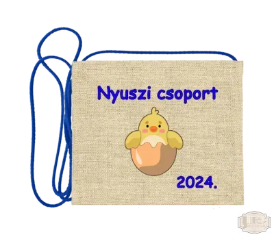 Vászon alapon festett óvodás Ballagási tarisznya, pamut zsinórral, csibe minta OVF - 09