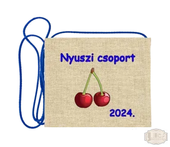 Vászon alapon festett óvodás Ballagási tarisznya, pamut zsinórral, cseresznye minta OVF - 8