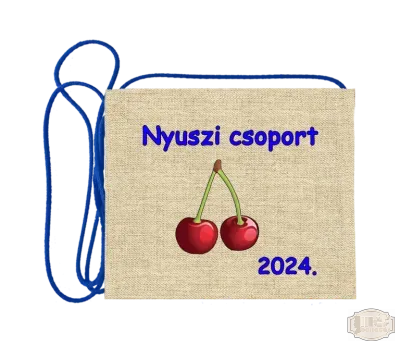 Vászon alapon festett óvodás Ballagási tarisznya, pamut zsinórral, cseresznye minta OVF - 8