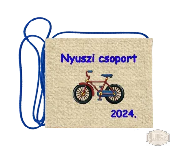 Vászon alapon festett óvodás Ballagási tarisznya, pamut zsinórral, bicikli minta OVF - 5