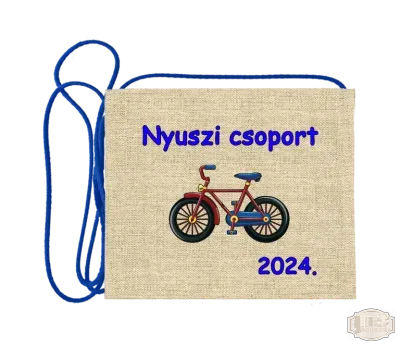 Vászon alapon festett óvodás Ballagási tarisznya, pamut zsinórral, bicikli minta OVF - 5