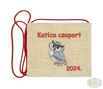 Vászon alapon festett óvodás Ballagási tarisznya, pamut zsinórral, bagoly minta OVF - 4