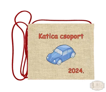 Vászon alapon festett óvodás Ballagási tarisznya, pamut zsinórral, autó minta OVF - 1