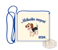 Polifilc alapon festett óvodás Ballagási tarisznya, pamut zsinórral, kutya mintával OPF-0016