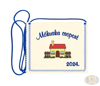 Polifilc alapon festett óvodás Ballagási tarisznya, pamut zsinórral, házikó mintával OPF - 10