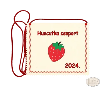 Polifilc alapon festett óvodás Ballagási tarisznya, pamut zsinórral, eper mintával OPF - 6