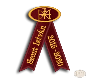 Bársony arany fémszállal hímzett avatószalag iskola logóval BH-0003