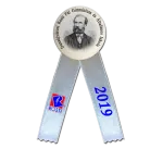 Jelvényes avatószalag, Festett iskolalogóval Dunaújvárosi Rosti Pál Gimnázium és Általános Iskola